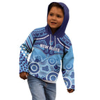 Custom NSW Blues Rugby Kid Hoodie Aboriginal Mix Polynesian Pattern