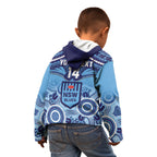 Custom NSW Blues Rugby Kid Hoodie Aboriginal Mix Polynesian Pattern