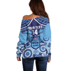 Custom NSW Blues Rugby Off Shoulder Sweater Aboriginal Mix Polynesian Pattern
