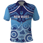 Custom NSW Blues Rugby Polo Shirt Aboriginal Mix Polynesian Pattern