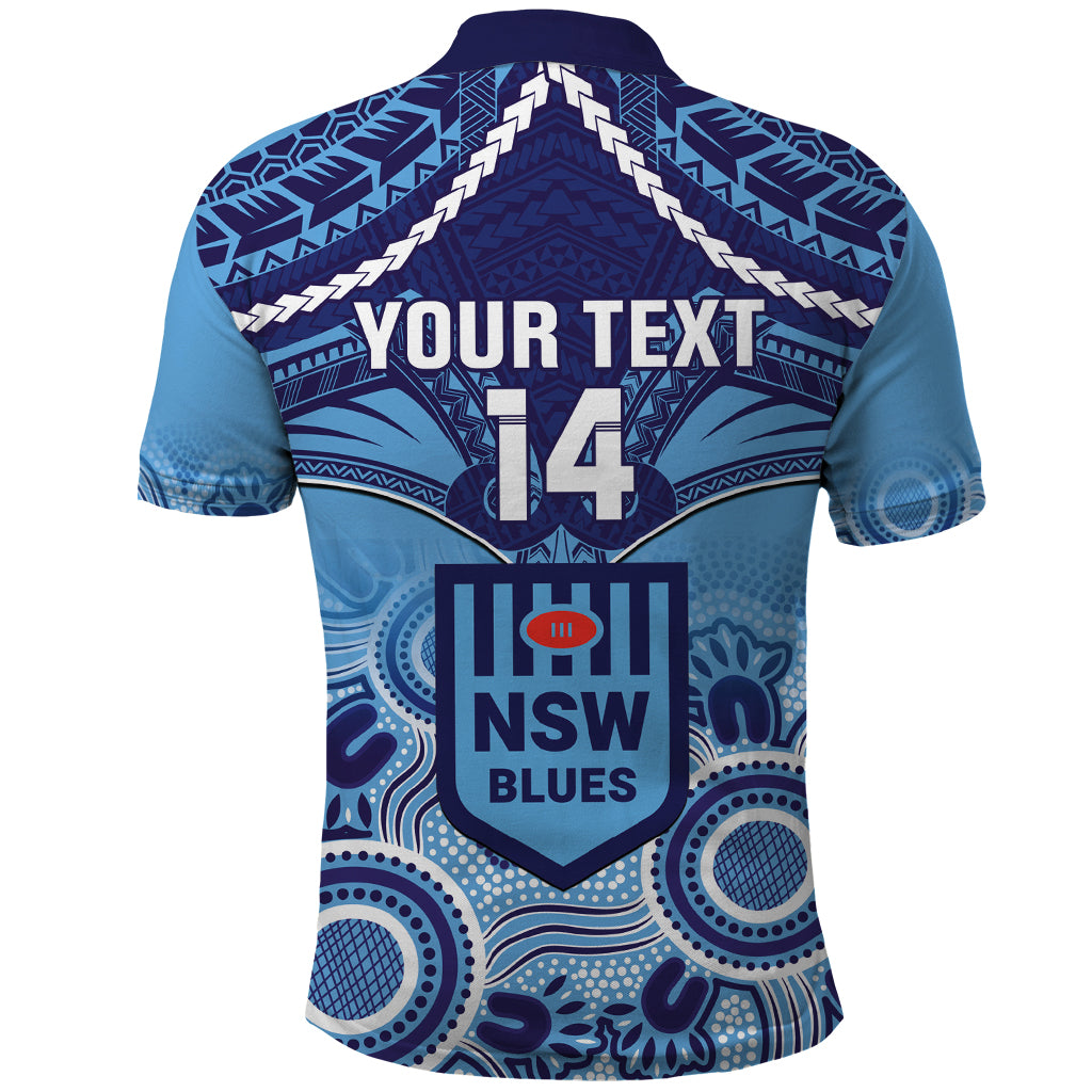 Custom NSW Blues Rugby Polo Shirt Aboriginal Mix Polynesian Pattern