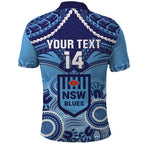 Custom NSW Blues Rugby Polo Shirt Aboriginal Mix Polynesian Pattern