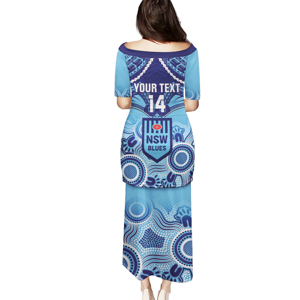 Custom NSW Blues Rugby Puletasi Aboriginal Mix Polynesian Pattern