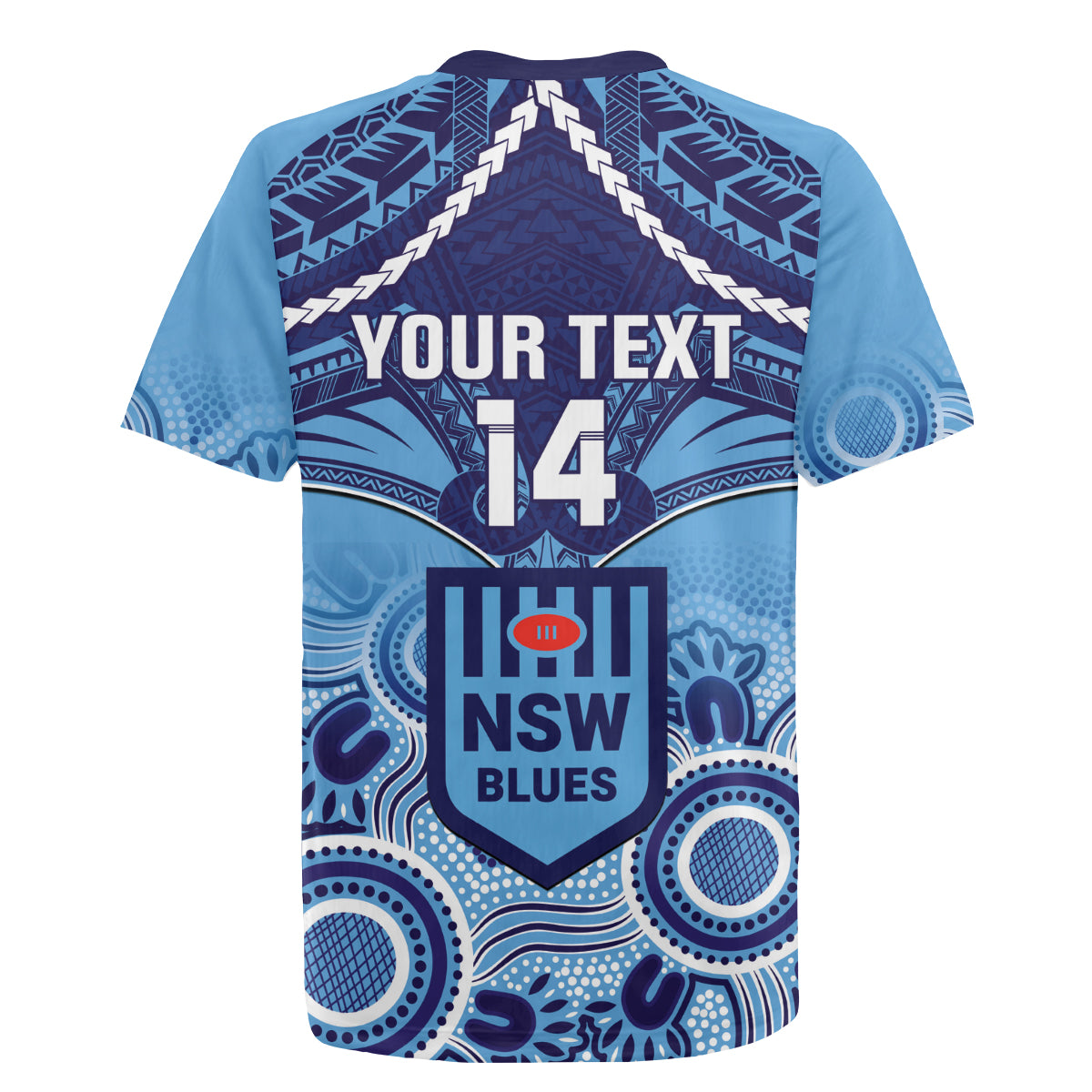 Custom NSW Blues Rugby Rugby Jersey Aboriginal Mix Polynesian Pattern