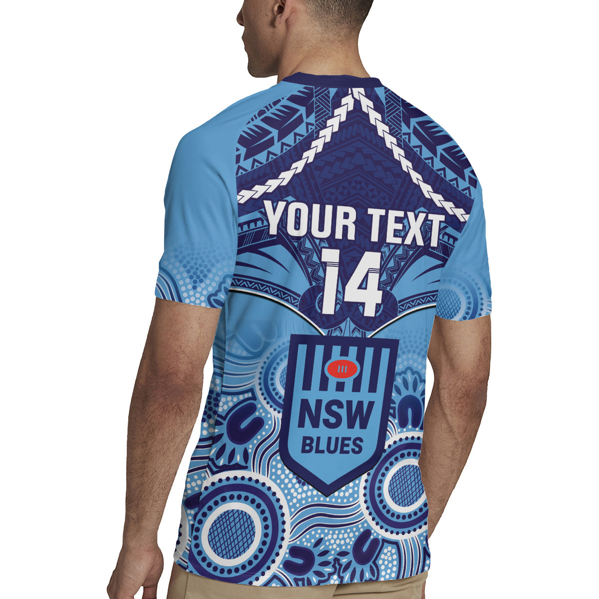 Custom NSW Blues Rugby Rugby Jersey Aboriginal Mix Polynesian Pattern