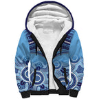 Custom NSW Blues Rugby Sherpa Hoodie Aboriginal Mix Polynesian Pattern