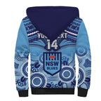 Custom NSW Blues Rugby Sherpa Hoodie Aboriginal Mix Polynesian Pattern