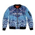 Custom NSW Blues Rugby Sleeve Zip Bomber Jacket Aboriginal Mix Polynesian Pattern