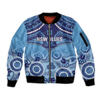 Custom NSW Blues Rugby Sleeve Zip Bomber Jacket Aboriginal Mix Polynesian Pattern