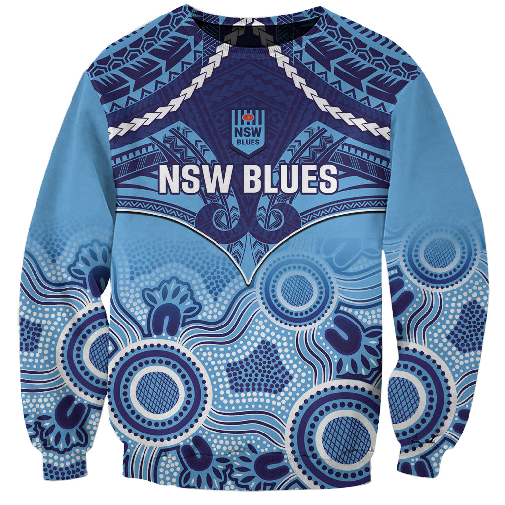 Custom NSW Blues Rugby Sweatshirt Aboriginal Mix Polynesian Pattern