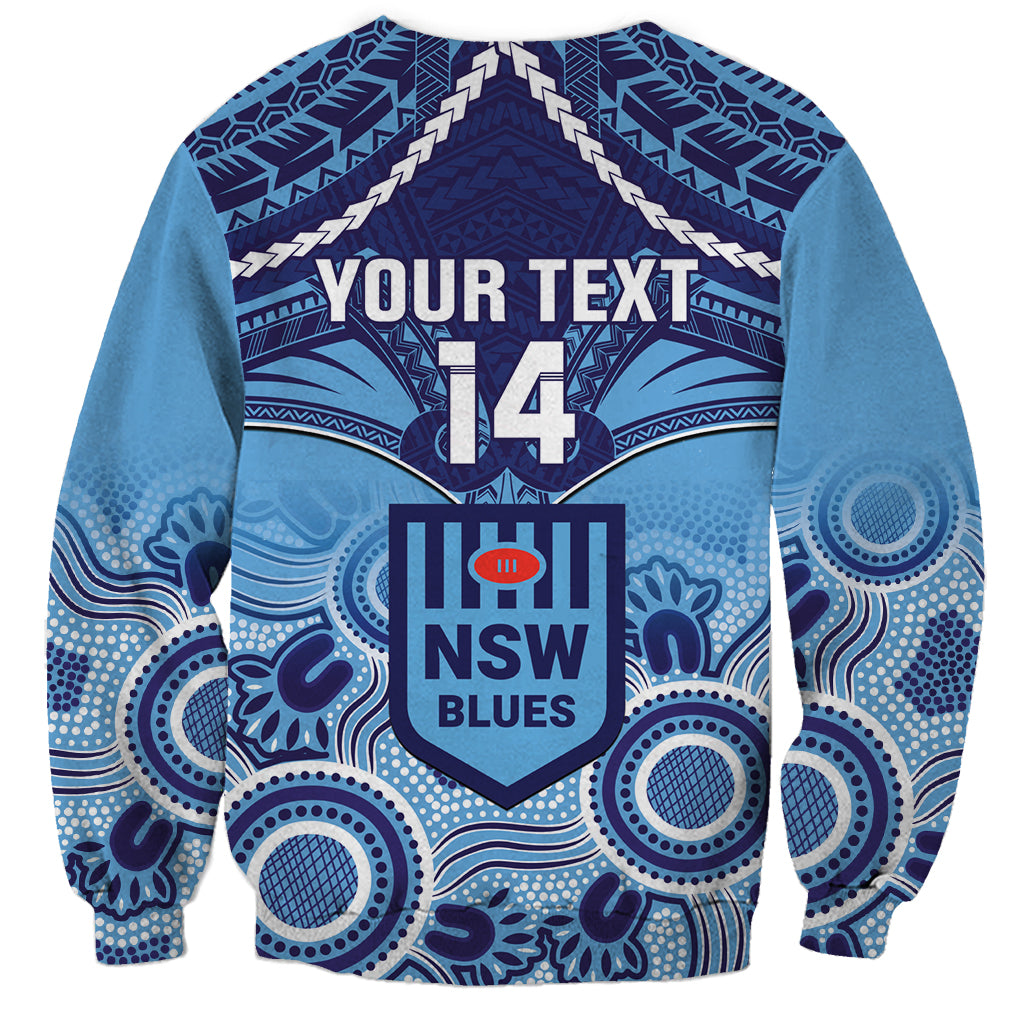 Custom NSW Blues Rugby Sweatshirt Aboriginal Mix Polynesian Pattern