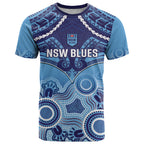 Custom NSW Blues Rugby T Shirt Aboriginal Mix Polynesian Pattern