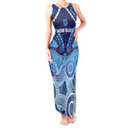 Custom NSW Blues Rugby Tank Maxi Dress Aboriginal Mix Polynesian Pattern