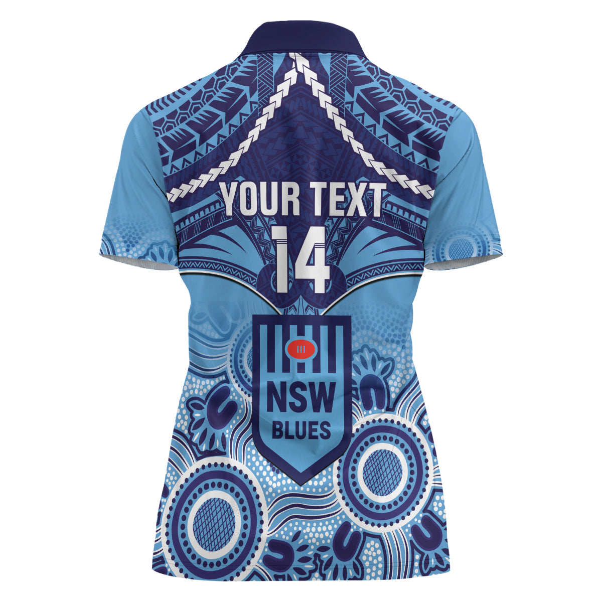 Custom NSW Blues Rugby Women Polo Shirt Aboriginal Mix Polynesian Pattern