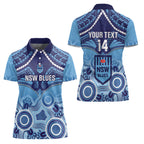 Custom NSW Blues Rugby Women Polo Shirt Aboriginal Mix Polynesian Pattern