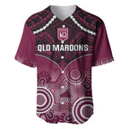 Custom QLD Maroons Rugby Baseball Jersey Aboriginal Mix Polynesian Pattern