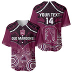 Custom QLD Maroons Rugby Baseball Jersey Aboriginal Mix Polynesian Pattern