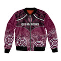 Custom QLD Maroons Rugby Bomber Jacket Aboriginal Mix Polynesian Pattern