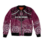 Custom QLD Maroons Rugby Bomber Jacket Aboriginal Mix Polynesian Pattern