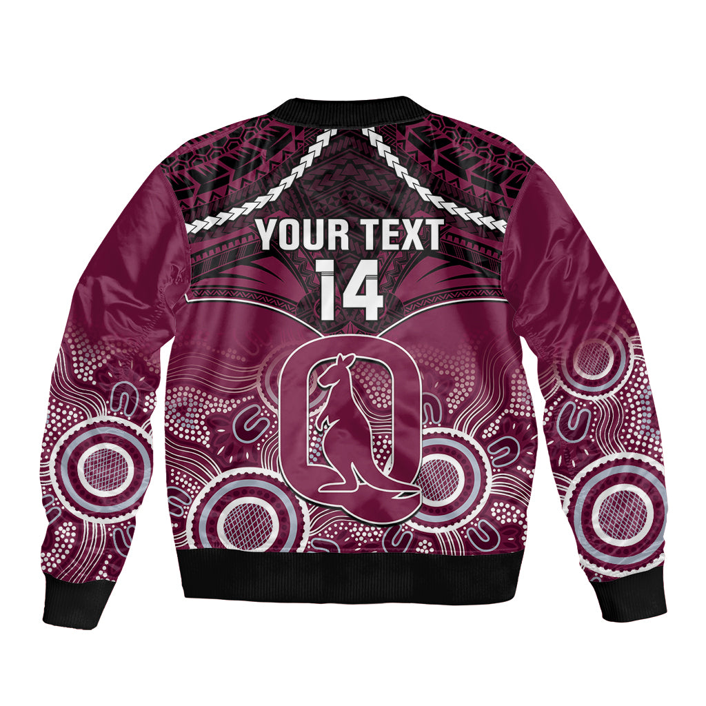 Custom QLD Maroons Rugby Bomber Jacket Aboriginal Mix Polynesian Pattern