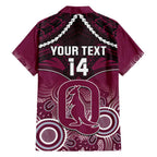 Custom QLD Maroons Rugby Family Matching Long Sleeve Bodycon Dress and Hawaiian Shirt Aboriginal Mix Polynesian Pattern