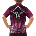 Custom QLD Maroons Rugby Family Matching Mermaid Dress and Hawaiian Shirt Aboriginal Mix Polynesian Pattern