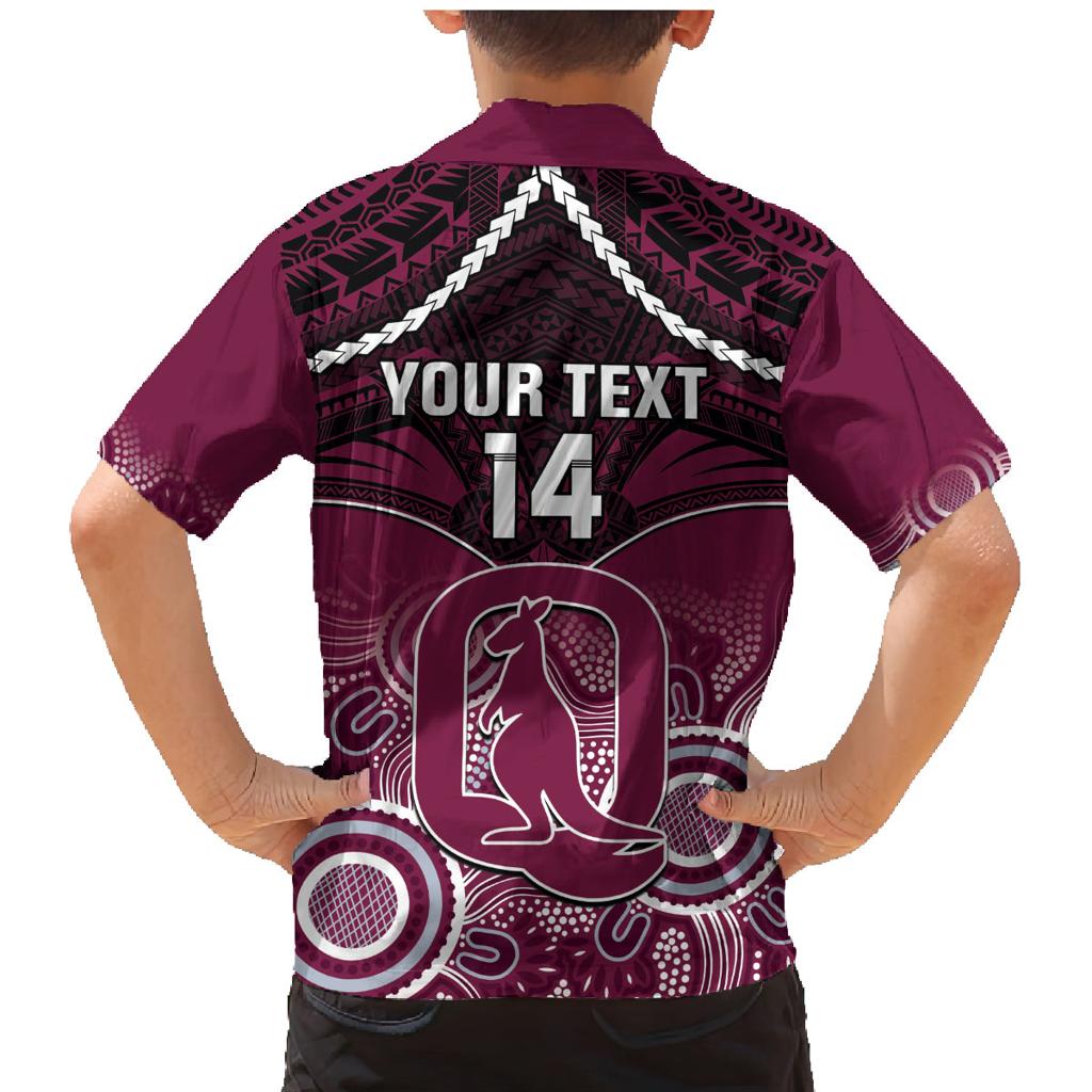 Custom QLD Maroons Rugby Family Matching Mermaid Dress and Hawaiian Shirt Aboriginal Mix Polynesian Pattern