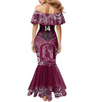 Custom QLD Maroons Rugby Family Matching Mermaid Dress and Hawaiian Shirt Aboriginal Mix Polynesian Pattern