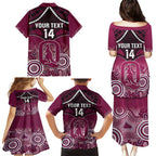 Custom QLD Maroons Rugby Family Matching Puletasi and Hawaiian Shirt Aboriginal Mix Polynesian Pattern