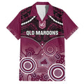 Custom QLD Maroons Rugby Family Matching Short Sleeve Bodycon Dress and Hawaiian Shirt Aboriginal Mix Polynesian Pattern