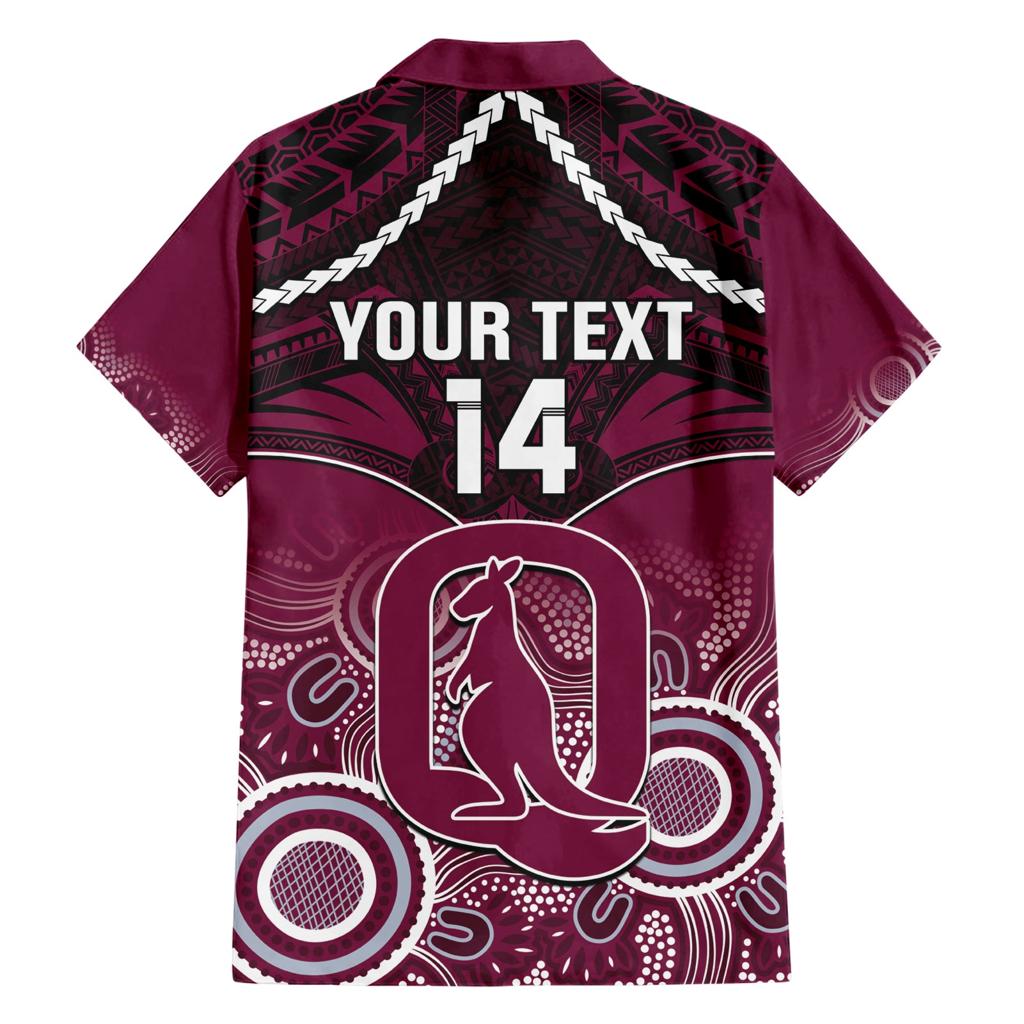Custom QLD Maroons Rugby Family Matching Short Sleeve Bodycon Dress and Hawaiian Shirt Aboriginal Mix Polynesian Pattern