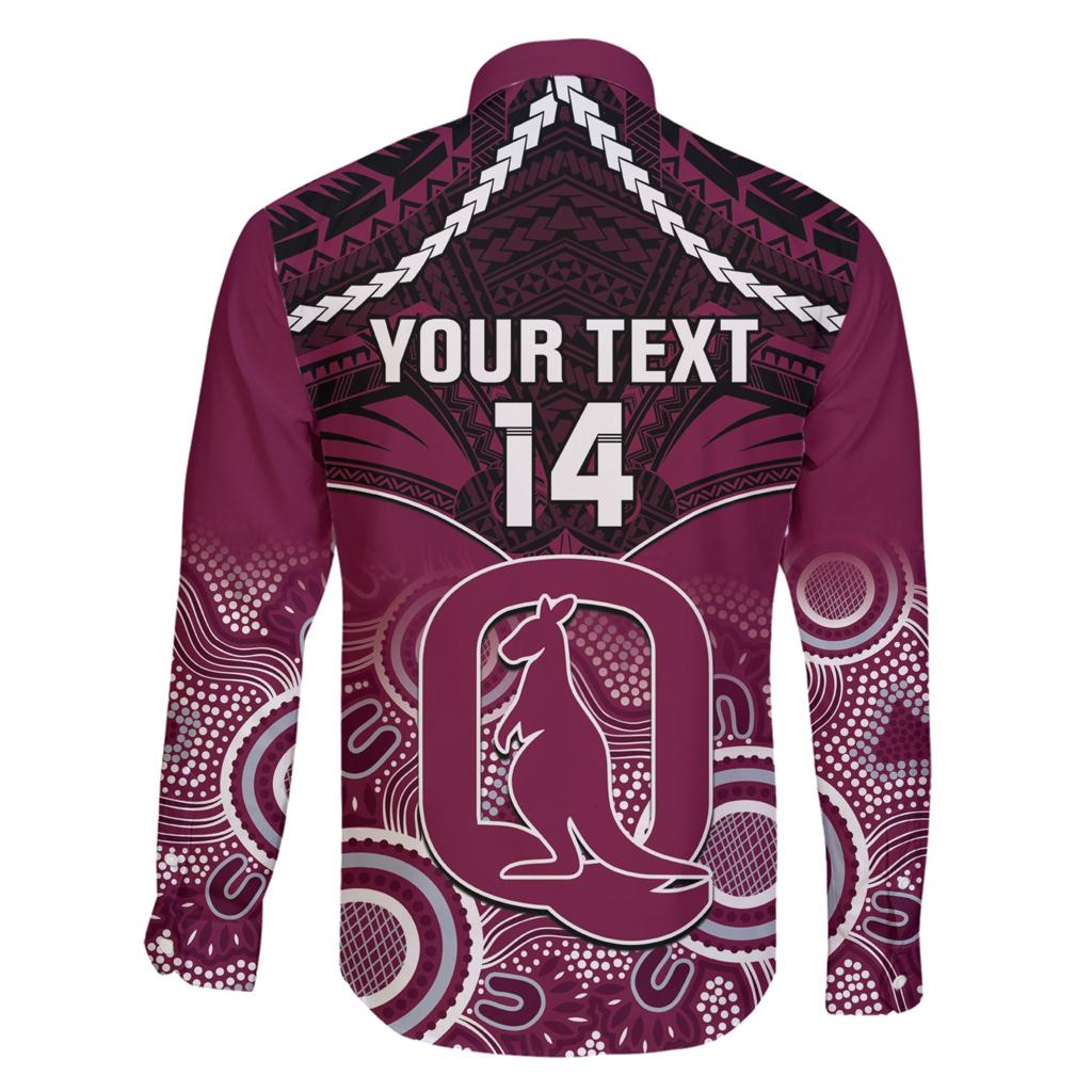 Custom QLD Maroons Rugby Family Matching Short Sleeve Bodycon Dress and Hawaiian Shirt Aboriginal Mix Polynesian Pattern