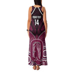 Custom QLD Maroons Rugby Family Matching Tank Maxi Dress and Hawaiian Shirt Aboriginal Mix Polynesian Pattern