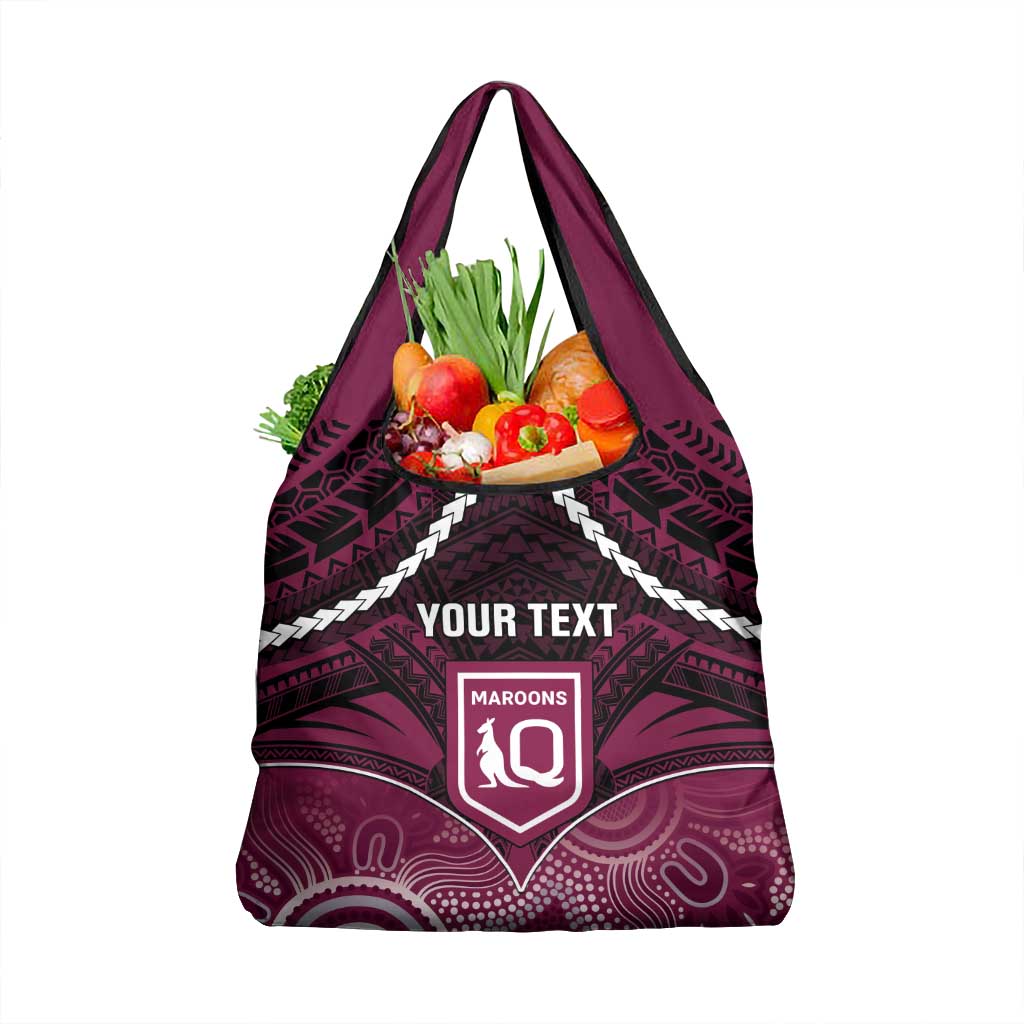Custom QLD Maroons Rugby Grocery Bag Aboriginal Mix Polynesian Pattern