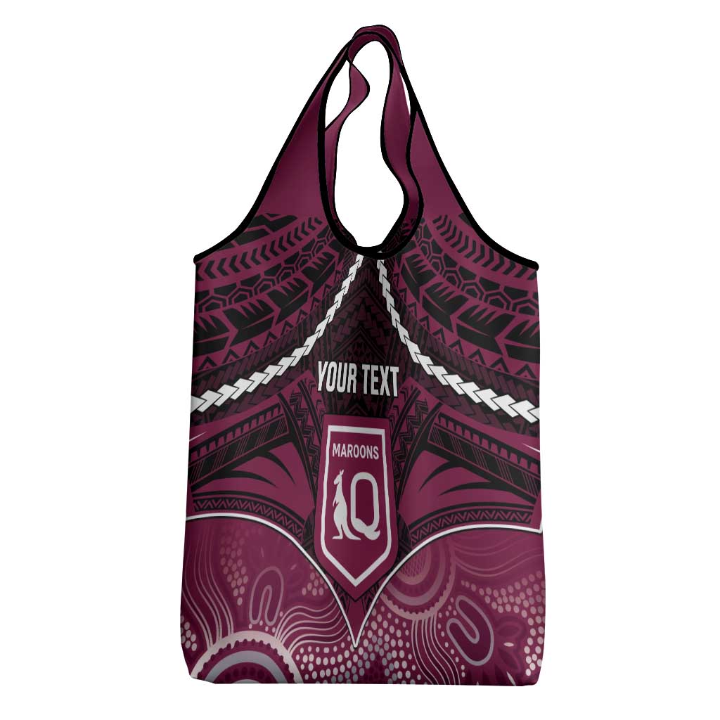 Custom QLD Maroons Rugby Grocery Bag Aboriginal Mix Polynesian Pattern