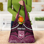 Custom QLD Maroons Rugby Grocery Bag Aboriginal Mix Polynesian Pattern