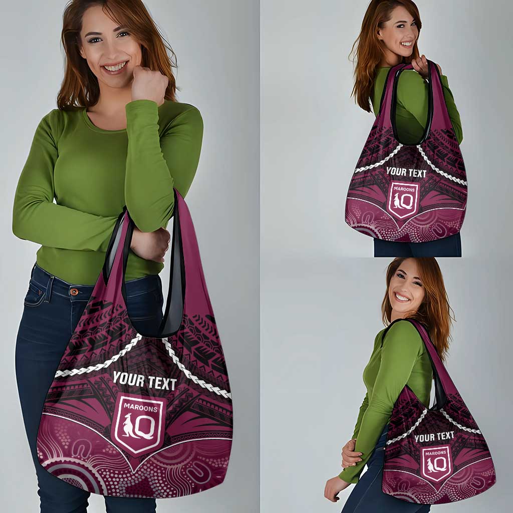Custom QLD Maroons Rugby Grocery Bag Aboriginal Mix Polynesian Pattern