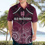 Custom QLD Maroons Rugby Hawaiian Shirt Aboriginal Mix Polynesian Pattern