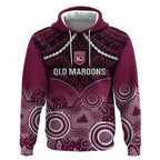 Custom QLD Maroons Rugby Hoodie Aboriginal Mix Polynesian Pattern