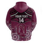 Custom QLD Maroons Rugby Hoodie Aboriginal Mix Polynesian Pattern