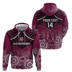 Custom QLD Maroons Rugby Hoodie Aboriginal Mix Polynesian Pattern