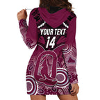 Custom QLD Maroons Rugby Hoodie Dress Aboriginal Mix Polynesian Pattern