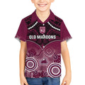 Custom QLD Maroons Rugby Kid Hawaiian Shirt Aboriginal Mix Polynesian Pattern