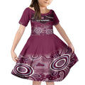 Custom QLD Maroons Rugby Kid Short Sleeve Dress Aboriginal Mix Polynesian Pattern