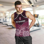 Custom QLD Maroons Rugby Men Tank Top Aboriginal Mix Polynesian Pattern
