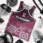 Custom QLD Maroons Rugby Men Tank Top Aboriginal Mix Polynesian Pattern
