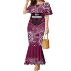 Custom QLD Maroons Rugby Mermaid Dress Aboriginal Mix Polynesian Pattern