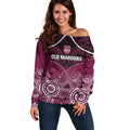 Custom QLD Maroons Rugby Off Shoulder Sweater Aboriginal Mix Polynesian Pattern