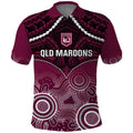 Custom QLD Maroons Rugby Polo Shirt Aboriginal Mix Polynesian Pattern