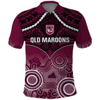 Custom QLD Maroons Rugby Polo Shirt Aboriginal Mix Polynesian Pattern